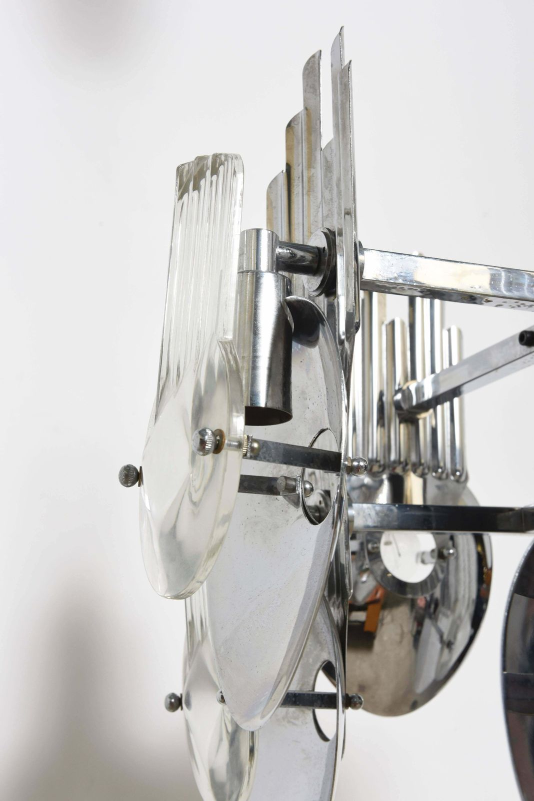 1970s Chrome Optic Chandelier By Italian Designer Oscar Torlasco photo vinterior