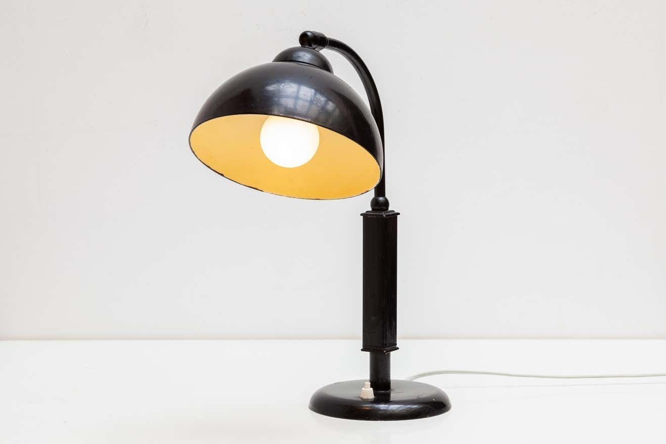 Rare Black Bauhaus Desk Lamp Designed By Cristian Dell By Kaiser 1930s photo for sale