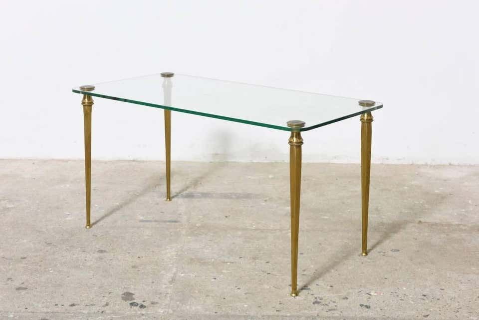Brass Elegant Coffee, Cocktail Table, France, 1970s photo furniture