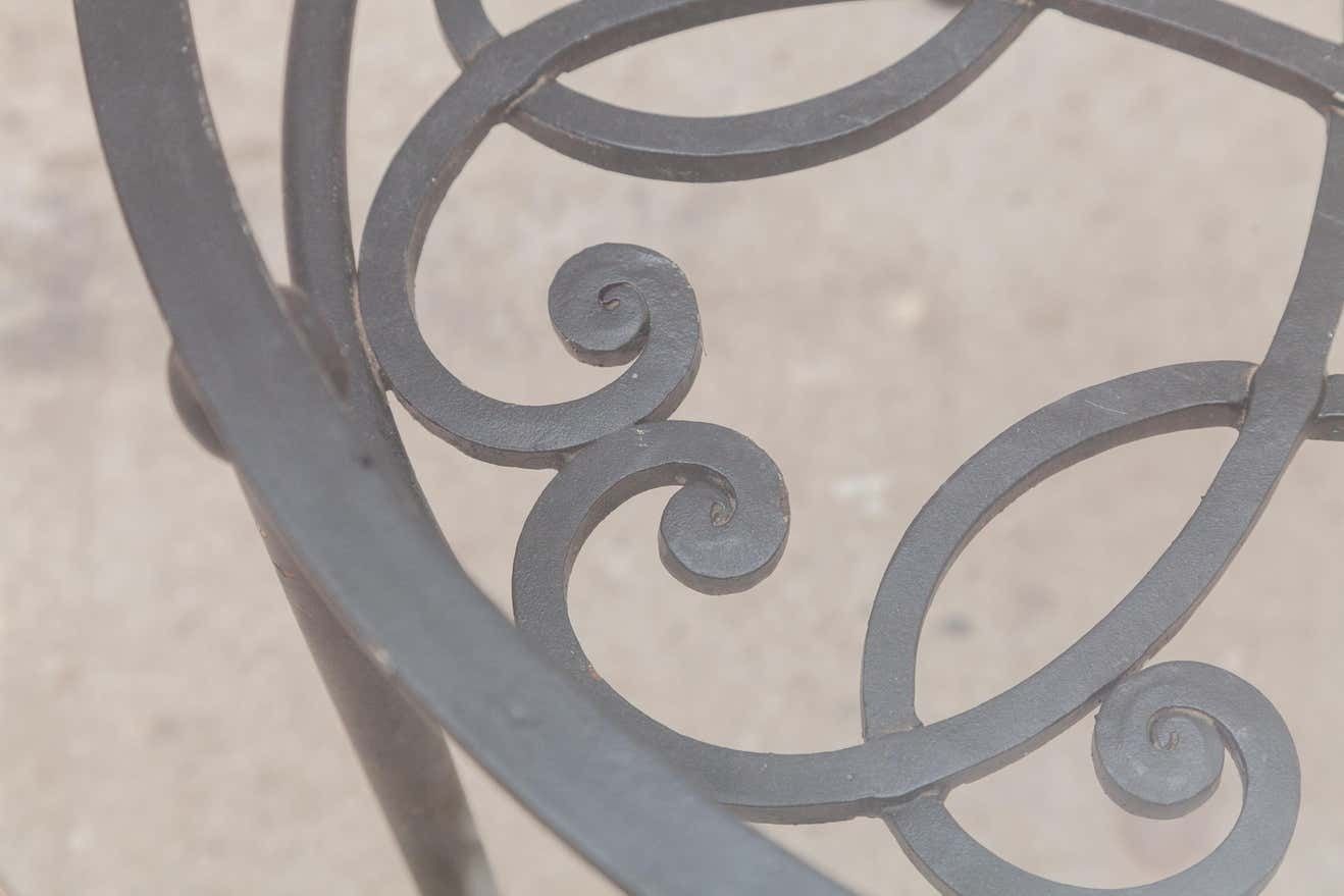 Wrought Iron Round Coffee Table, Glass Top 1960s France photo vinterior
