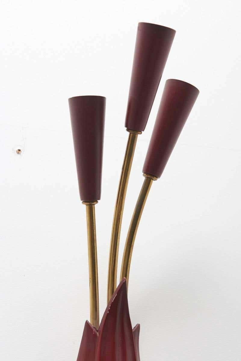 Pair Of Sputnik Red 1950s Wall Lamps ,Italy photo Lighting