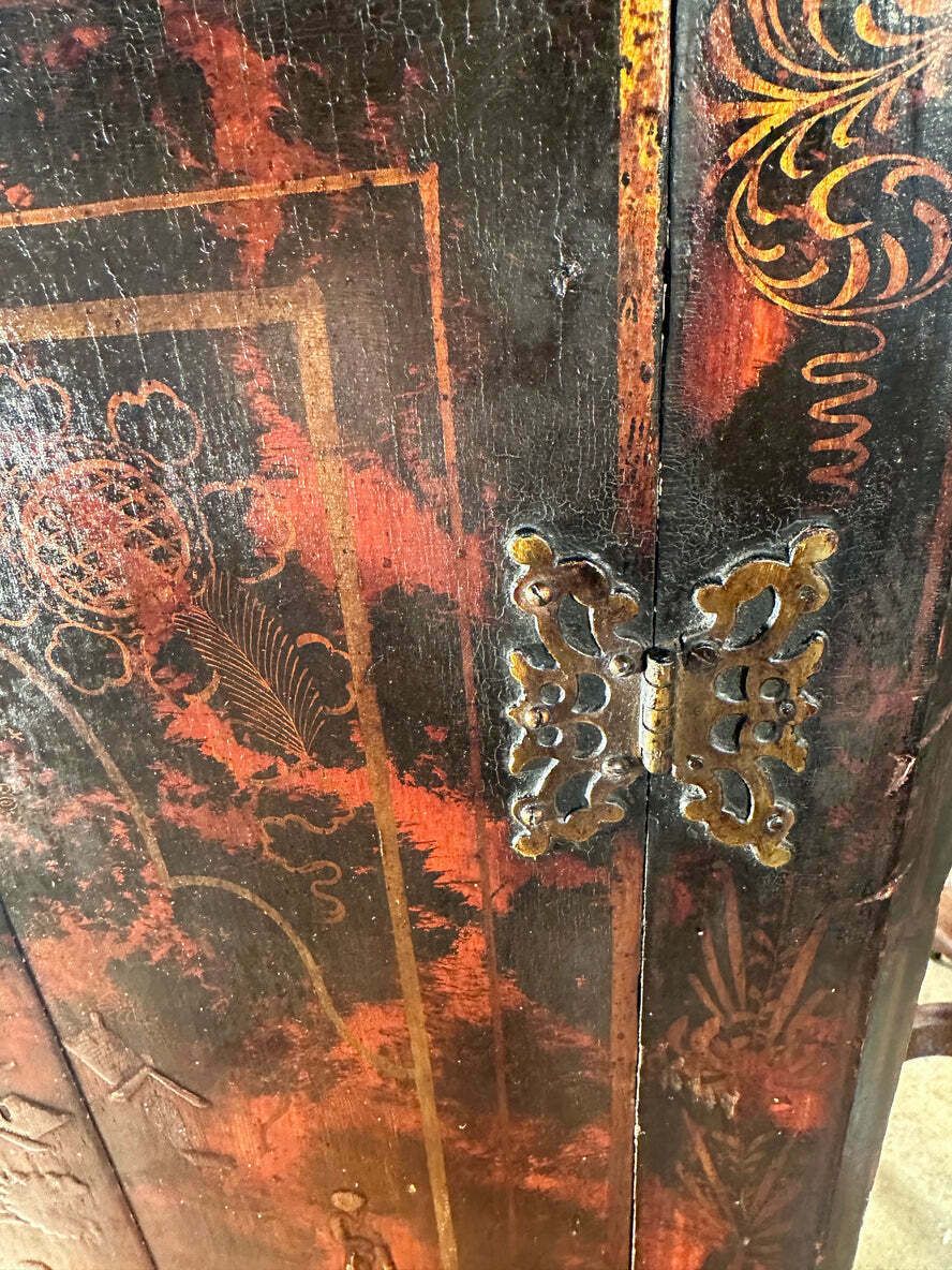 Early Antique George II Georgian Painted Chinoiserie Cupboard Circa 1760 photo vinterior