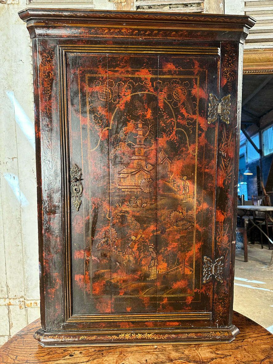 photo furniture Early Antique George II Georgian Painted Chinoiserie Cupboard Circa 1760