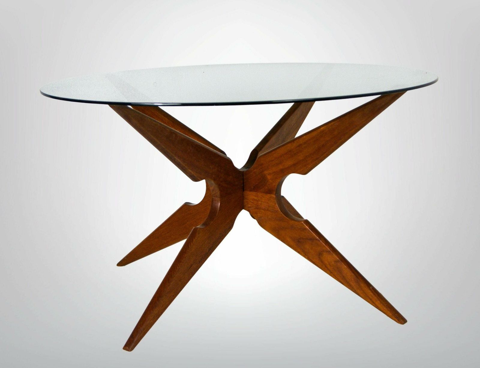 Mid Century Modern Sika Mobler Denmark Teak And Smoked Glass Coffee Table 1960s Labeled photo for sale