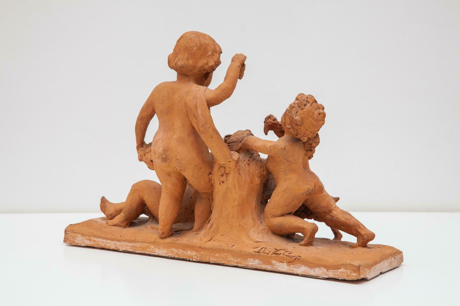 Ceramic Sculpture With A Group Of Playing Putti''S 19th Century Belgium photo Home Decor
