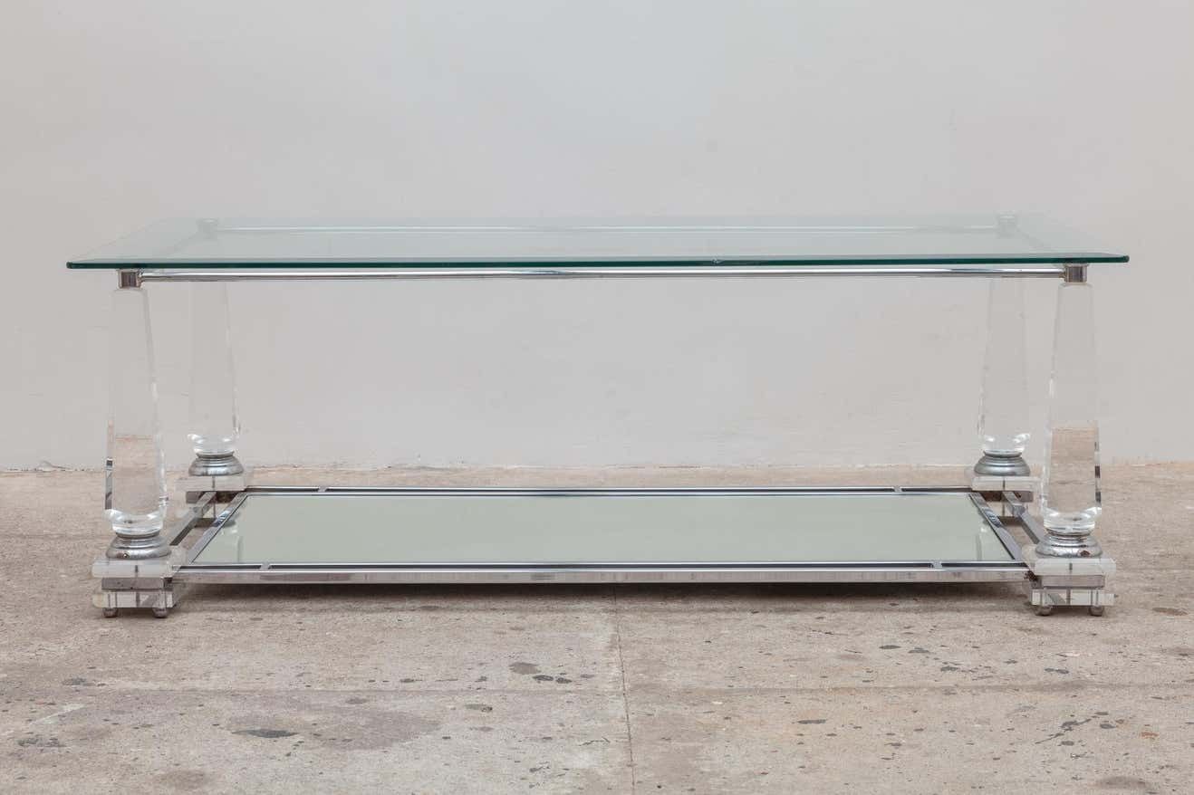 Hollywood Regency Rectangular Lucite Obelisk Coffee Table photo furniture