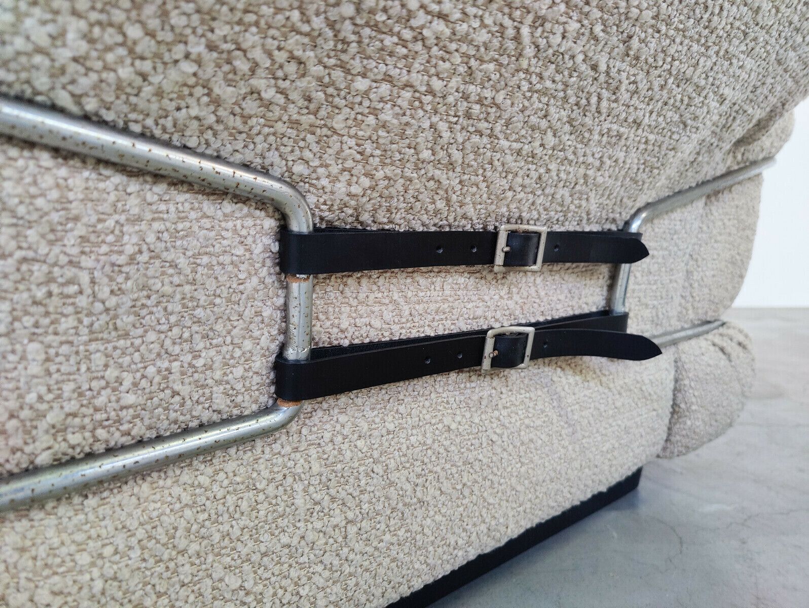 photo furniture Pair Of Italian Mid Century Modern Armchairs In Beige Boucle