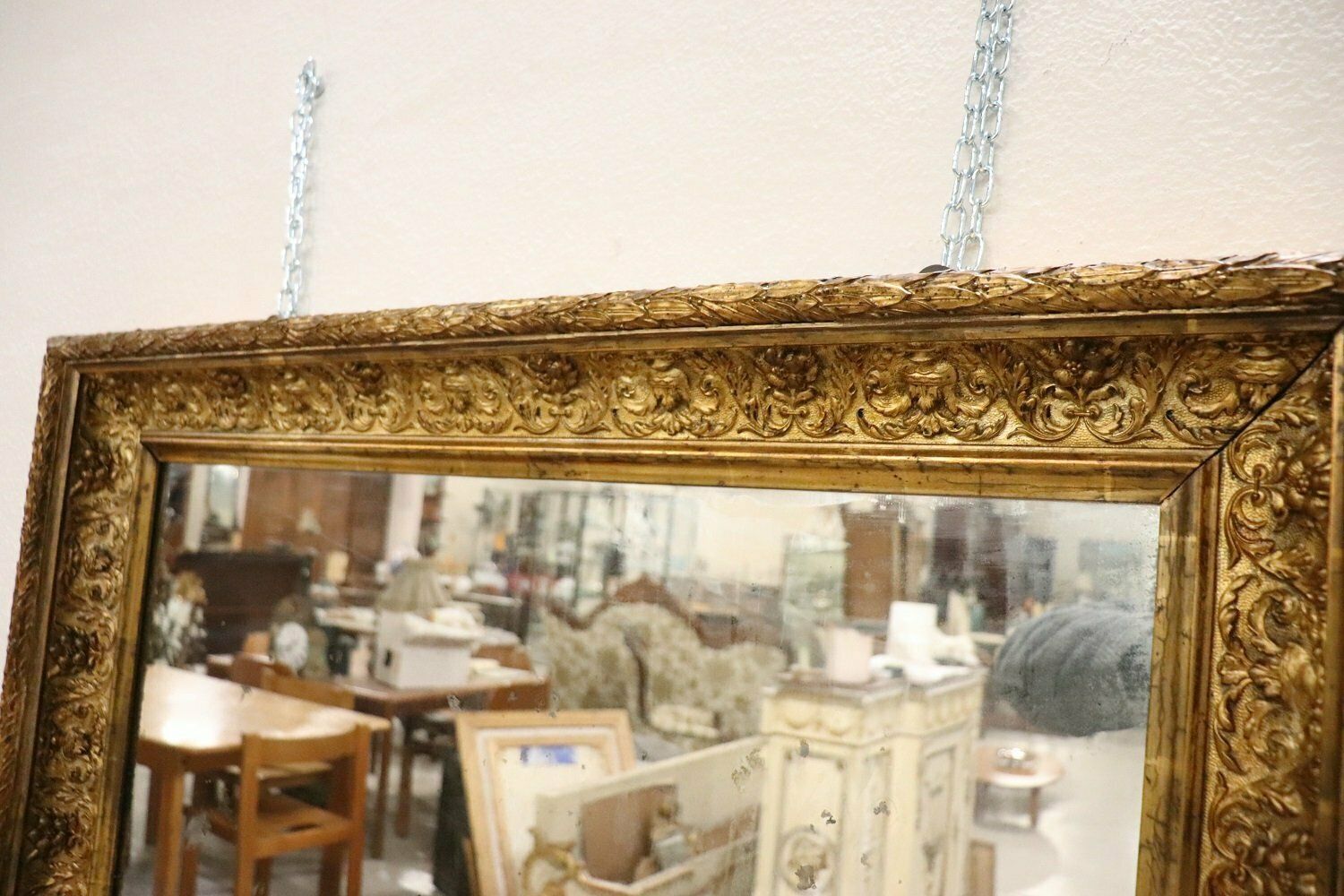 Home Decor Early 20th Century Art Nouveau Gilt Wood Wall Mirror photo