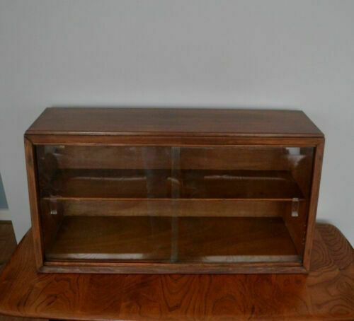 Vintage Shop Display Cabinet With Glass Sliding Doors photo for sale