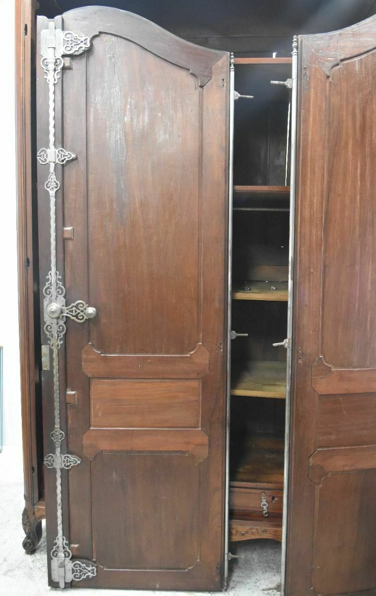 Bordelaise Castle Wardrobe In Solid Mahogany, 18th Century photo vintage