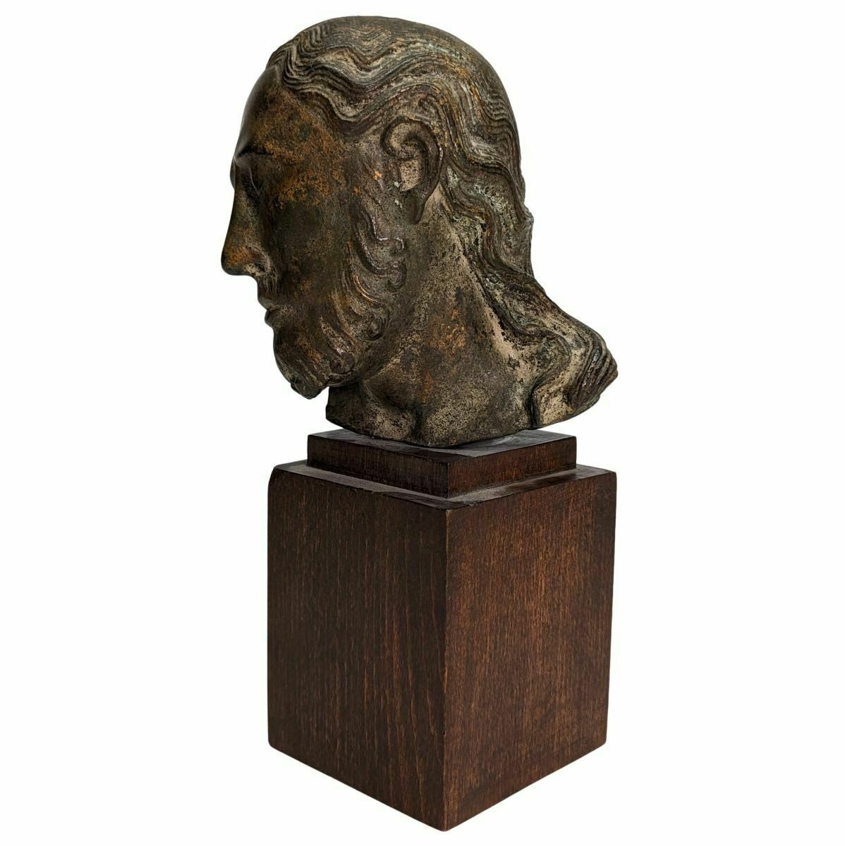 Head Of Christ In Bronze, 18th Century And Earlier photo vintage