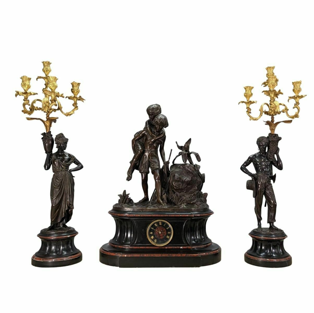19th Century Bronze Trim Paul And Virginia By Charles Cumberworth "The Passage Of The Torrent"