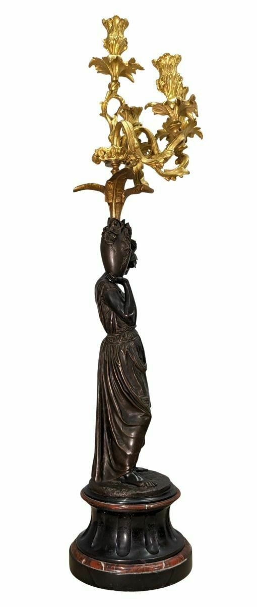 photo vintage 19th Century Bronze Trim Paul And Virginia By Charles Cumberworth "The Passage Of The Torrent"