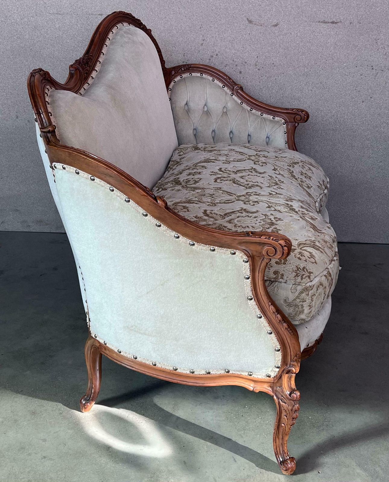 Pair Of Victorian Carved Walnut Button Back Sofa Circa 1890 photo Furniture
