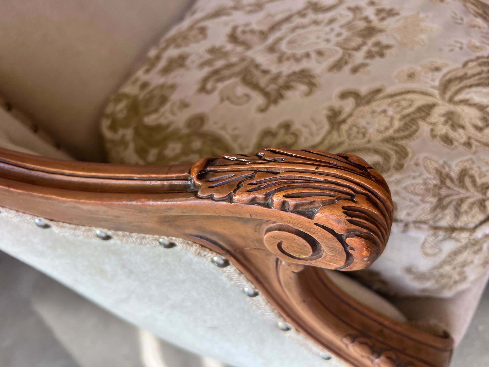 Pair Of Victorian Carved Walnut Button Back Sofa Circa 1890 photo vintage