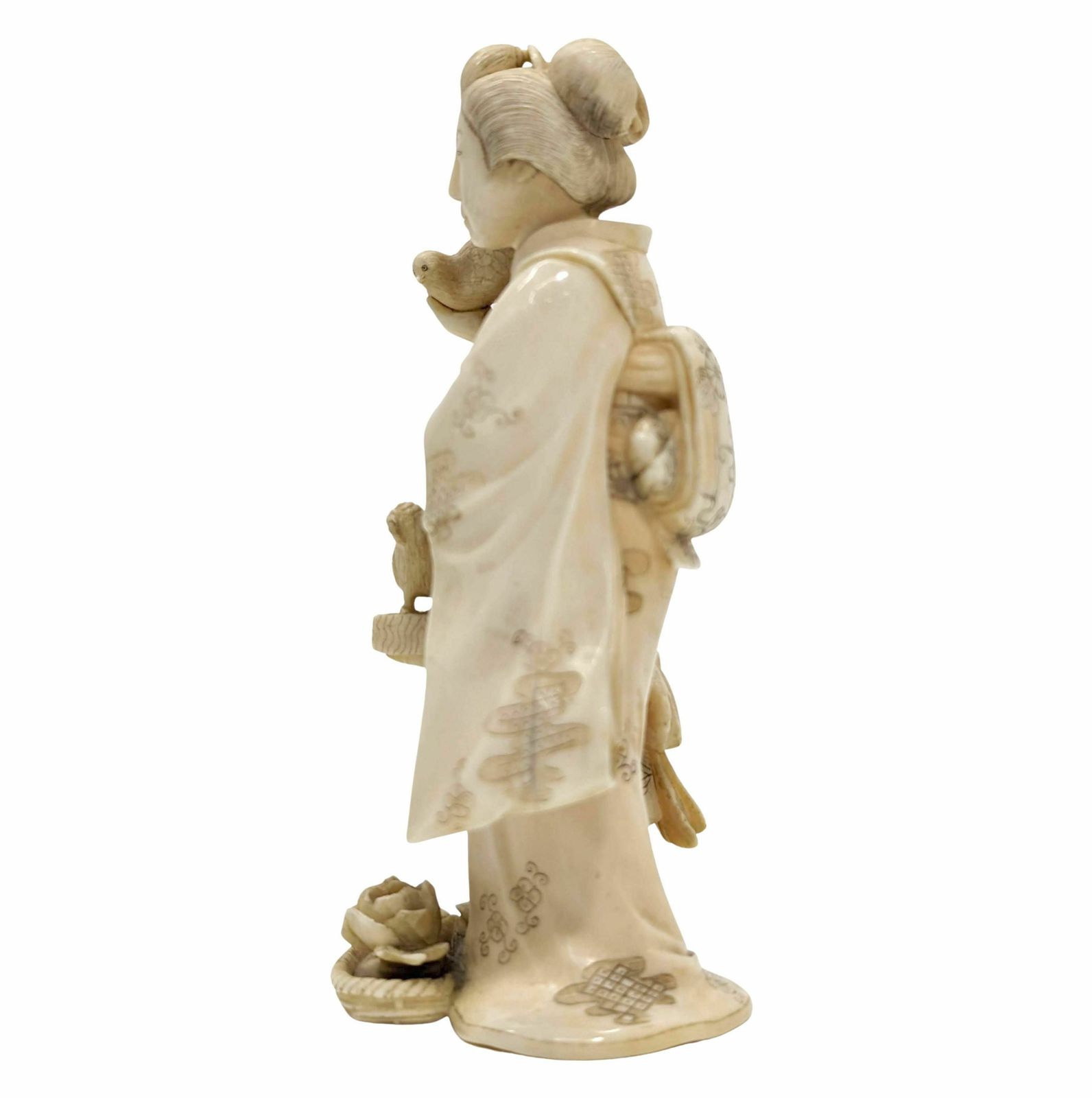 Okimomo In Ivory, Xixth Century The Mother The Son And The Hens photo Art