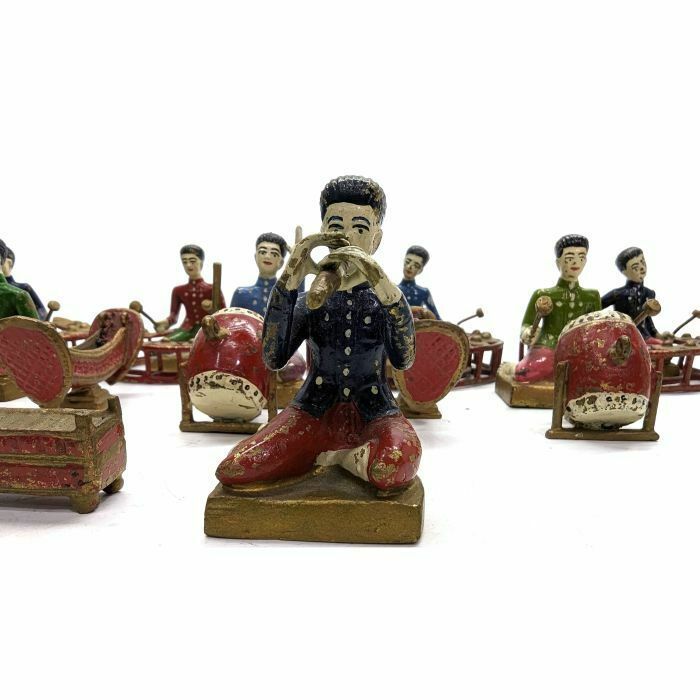 Petits Bronzes Orchestre Vietnamiens Polychromes Vers 1950 photo Home Decor