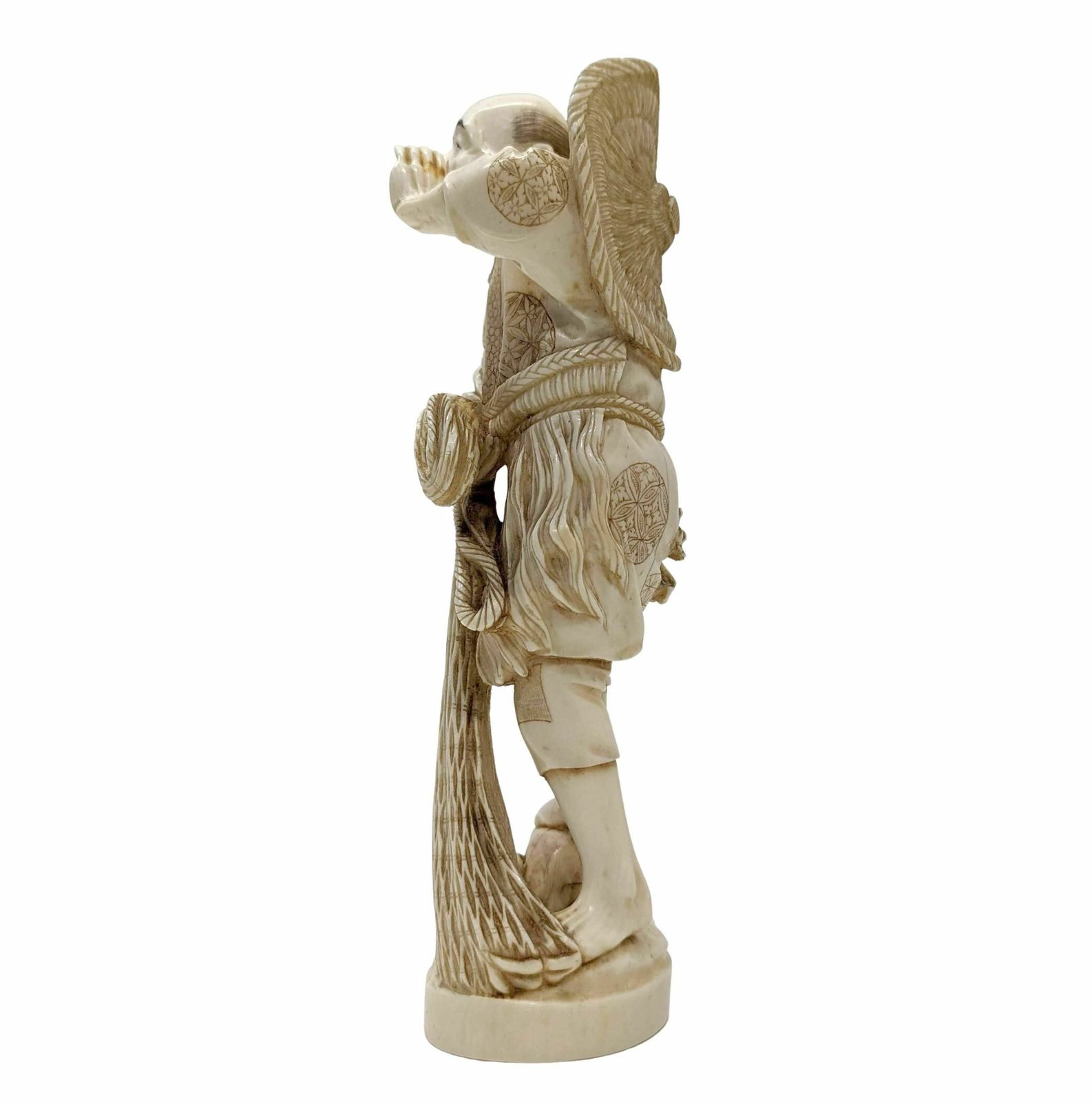 Okimomo In Ivory From The 19th Century, The Fisherman With A Net photo for sale
