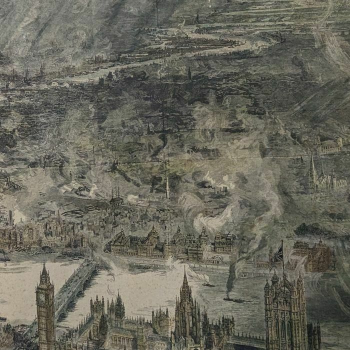 photo vintage Bird's Eye View Of Westminster Engraving By Wl Wyllie And W Brewer