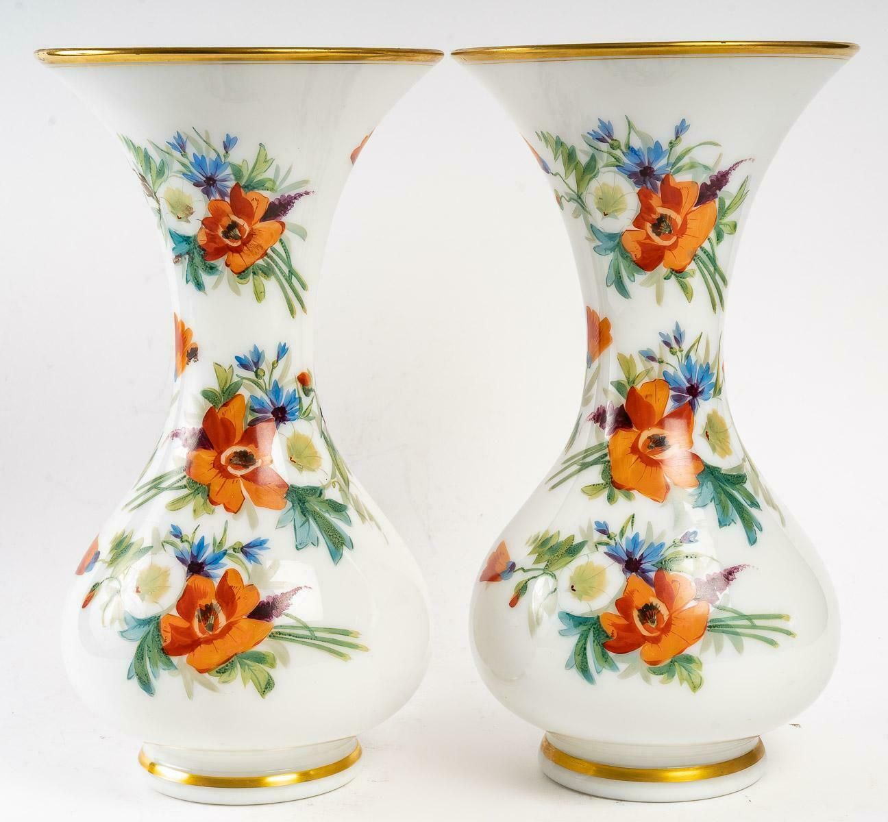 Pair Of Baccarat Opaline Vases 19th Century photo Home Decor