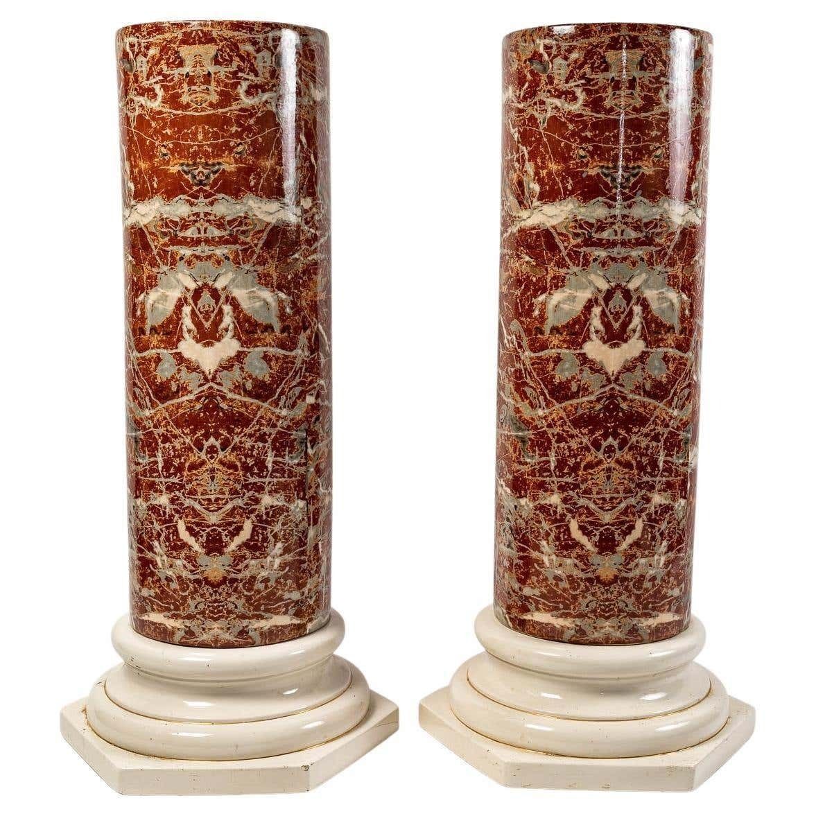 Pair Of Ceramic Columns, Late 19th Century
