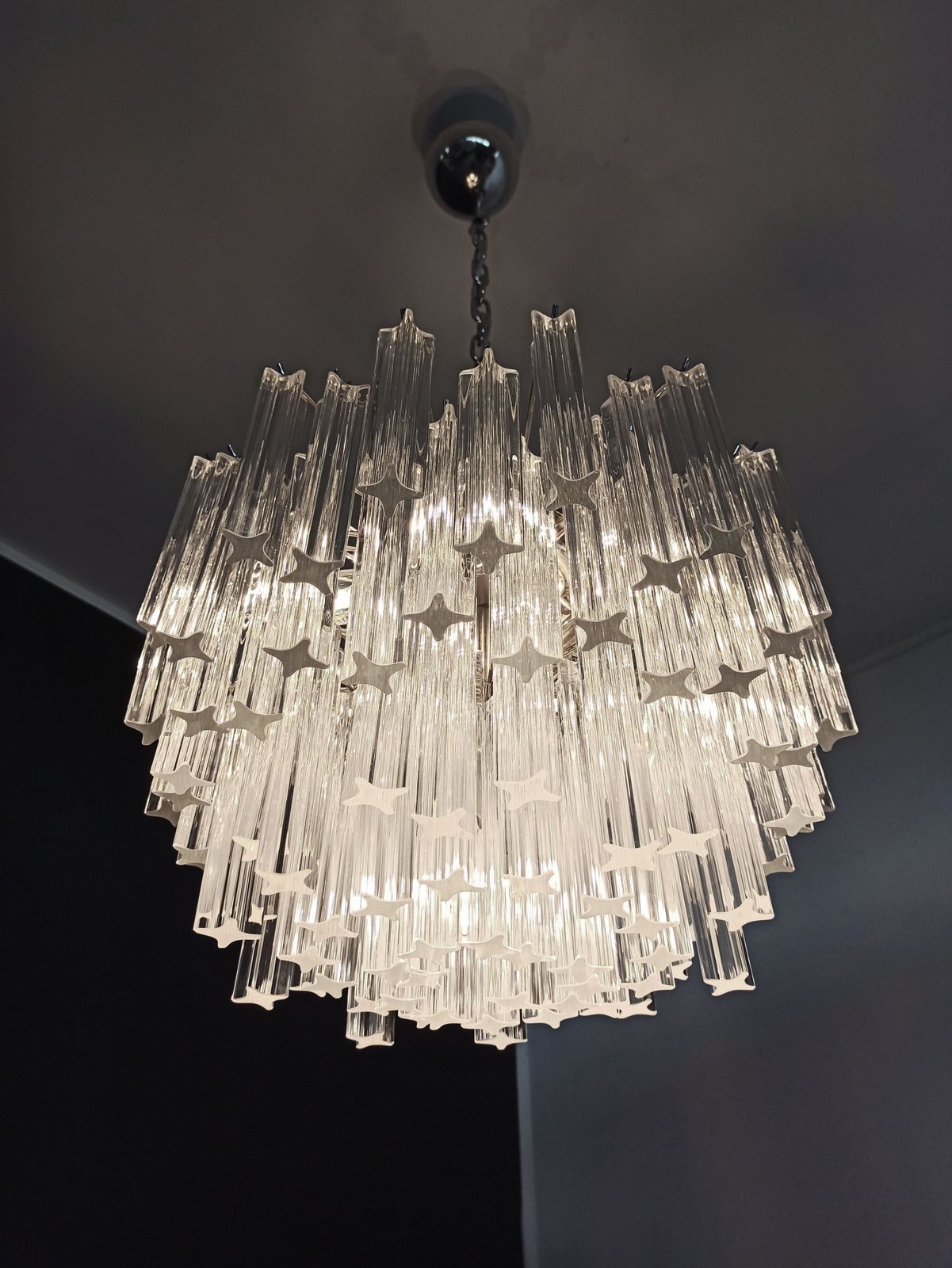 Gorgeous Murano Vintage Chandelier – 107 Quadriedri photo for sale