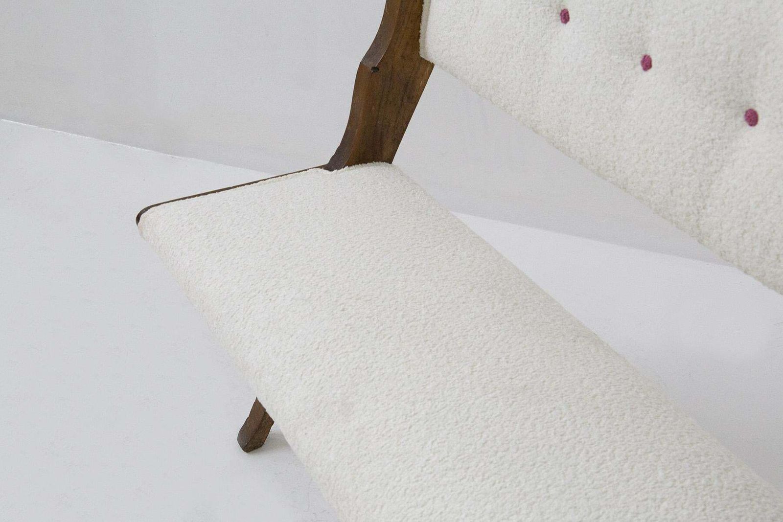 Italian Mid Century Rare Italian Benches In Wood And Bouclé photo 7076.0