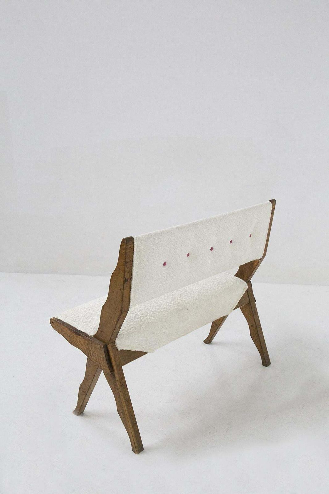 Italian Mid Century Rare Italian Benches In Wood And Bouclé photo buy