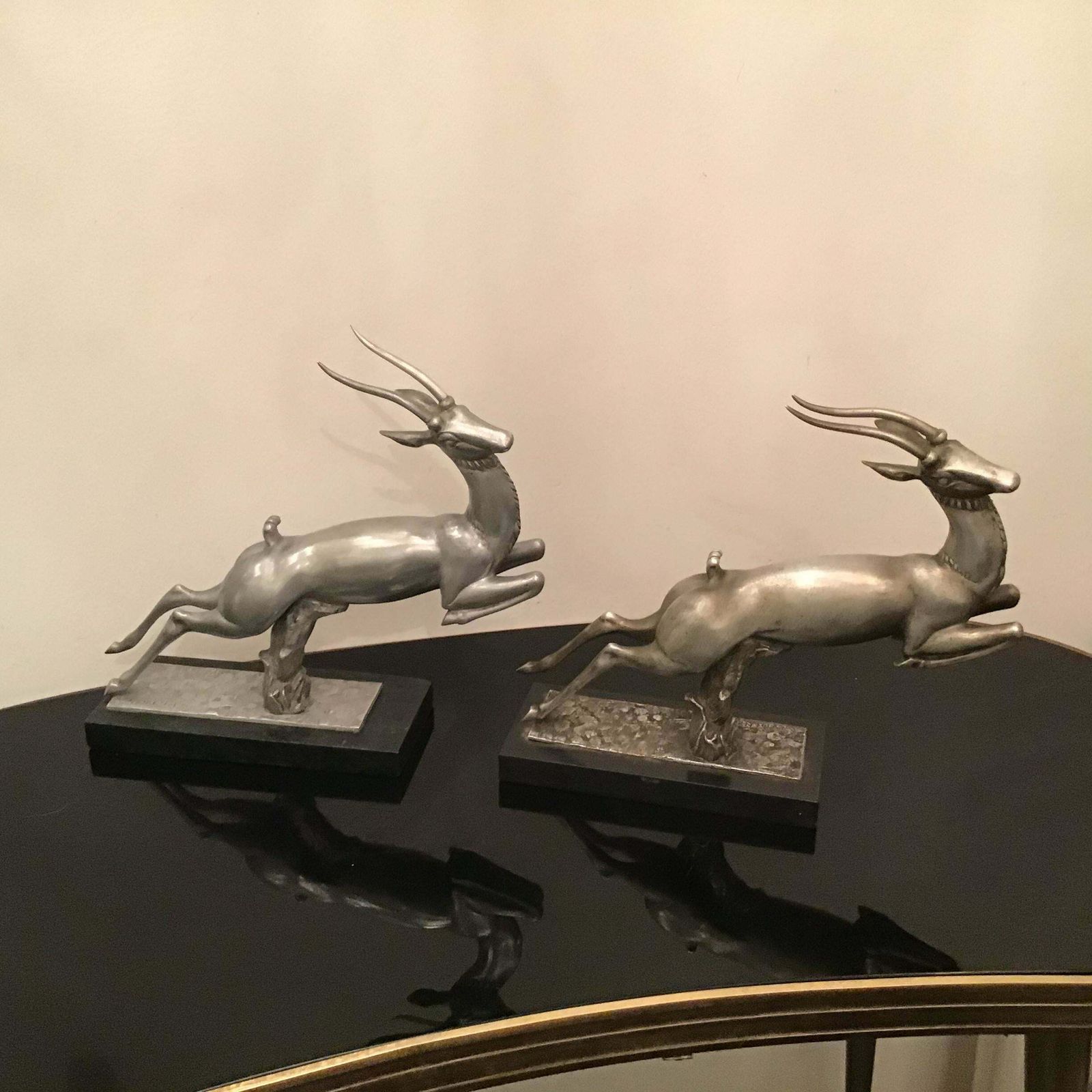 Carlo Lorenzetti Bookends Marbre Pewter Silver Metal 1930 Italy photo buy