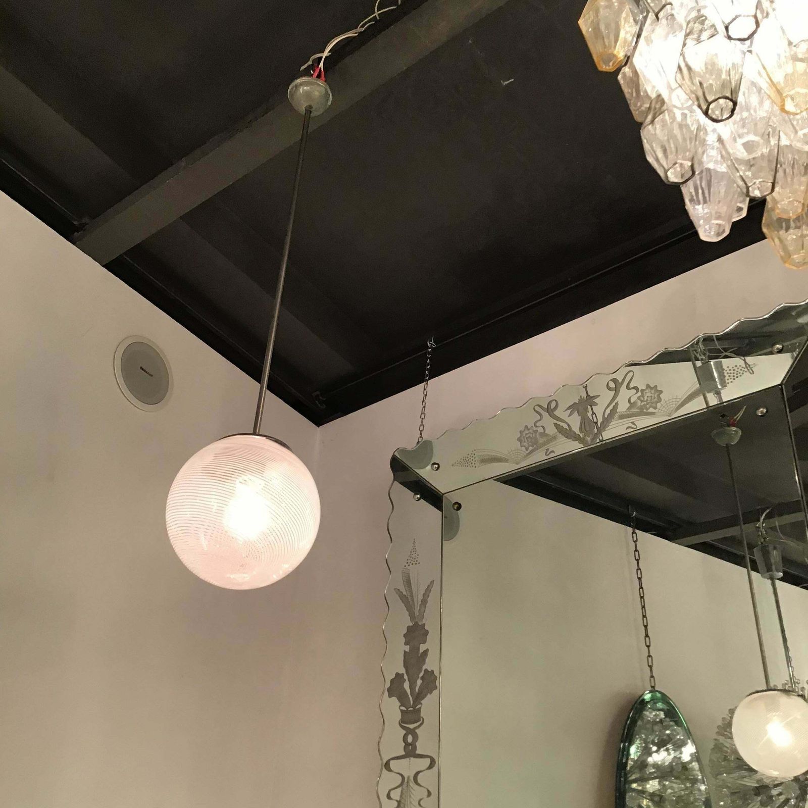 photo furniture Venini Chandelier Filigrana Murano Glass 1930 Italy