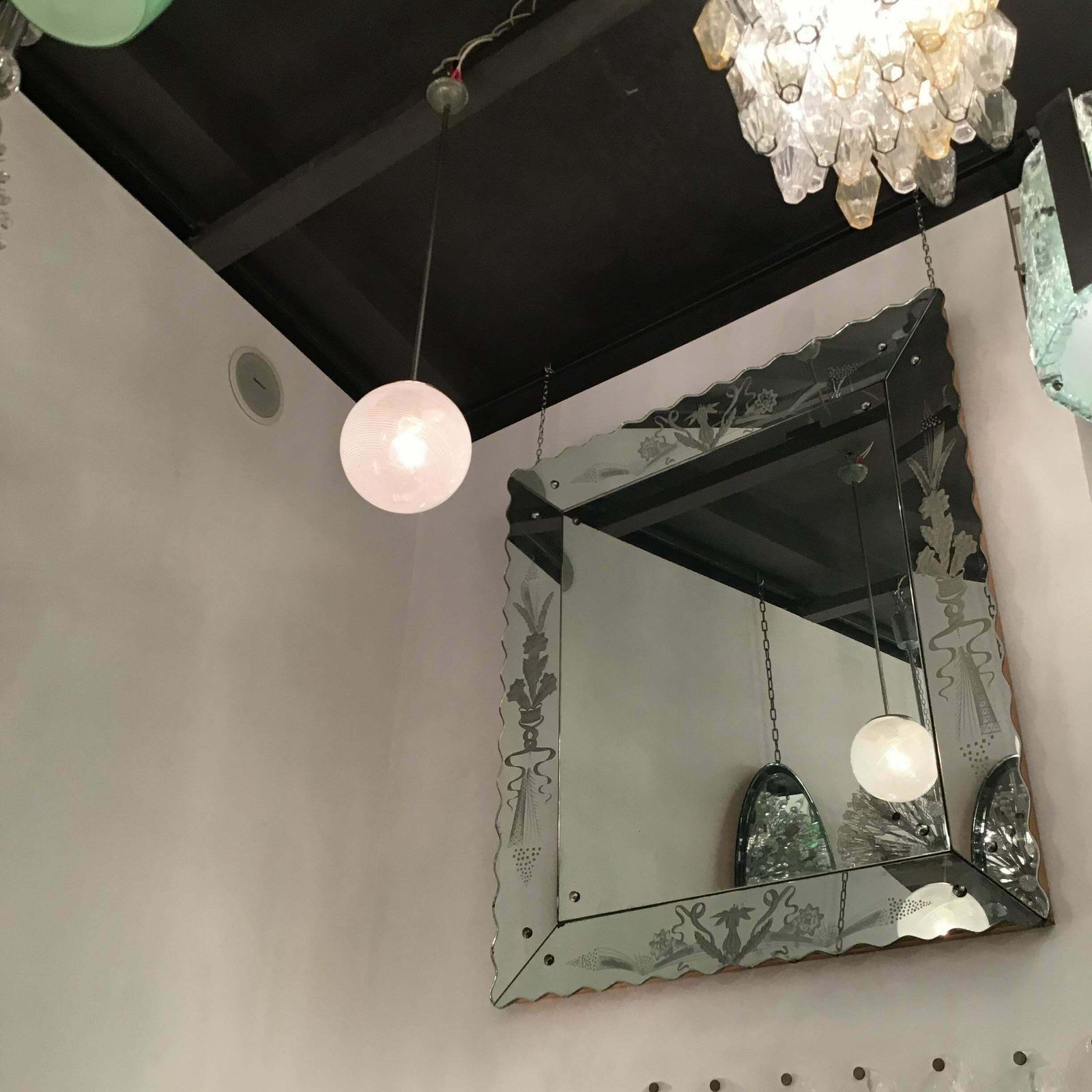 photo vinterior Venini Chandelier Filigrana Murano Glass 1930 Italy