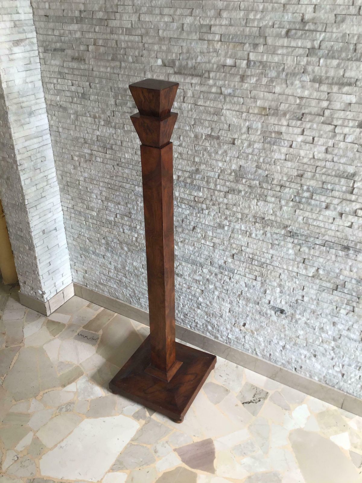 Column Wood Walnut 1930 Italy, 1800s photo vintage