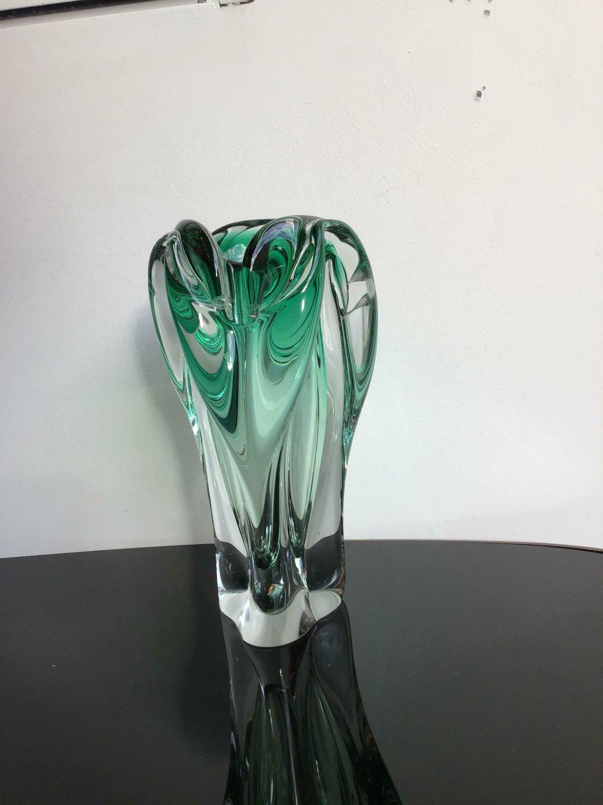 Seguso Vase Green Murano Glass 1950 Italy photo vintage