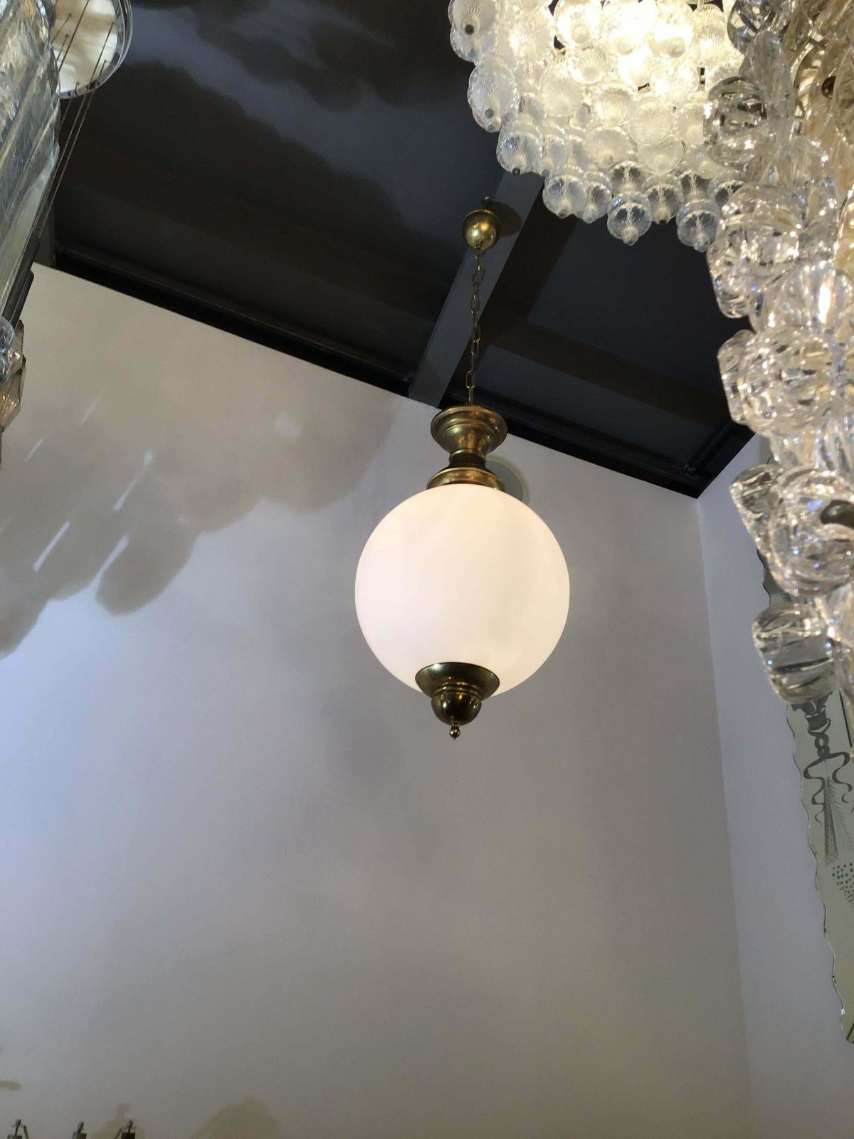 photo vinterior Azucena Chandelier Luigi Caccia Dominioni Italian 1950 Brass Glass