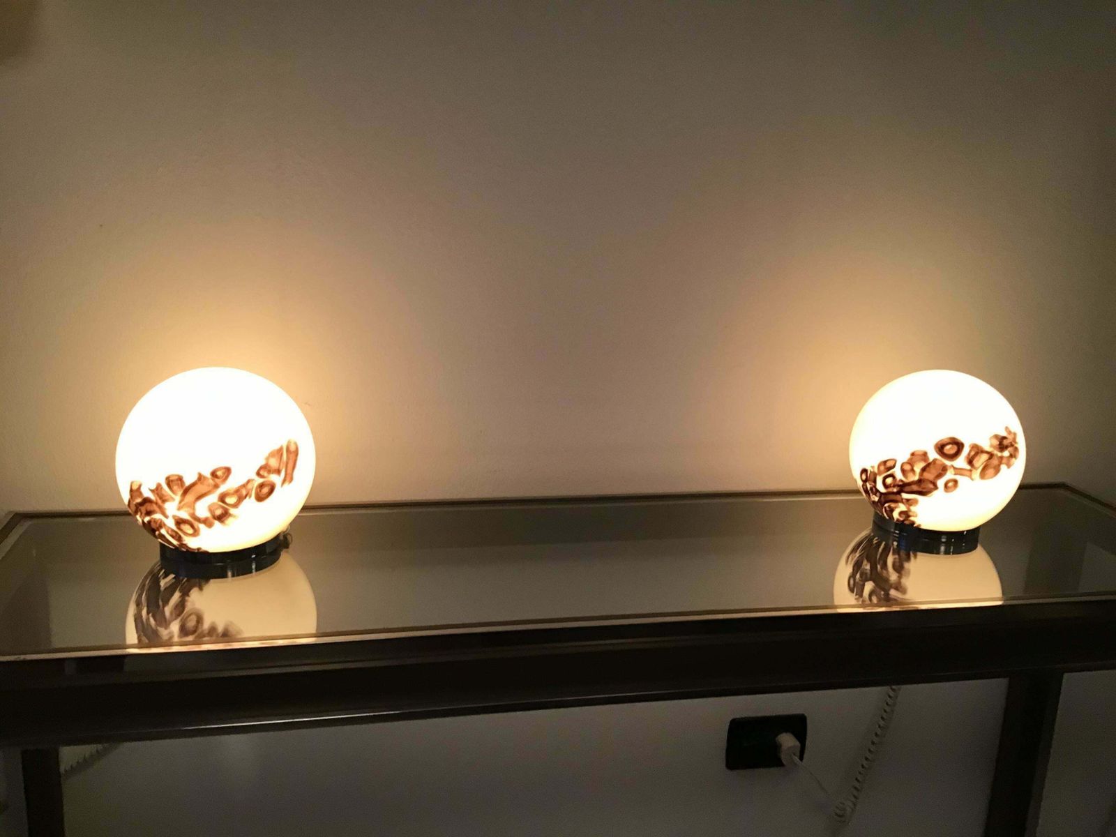 Vistosi Couple Table Lamp Murano Glass Metal 1960 Italy photo 2174.0