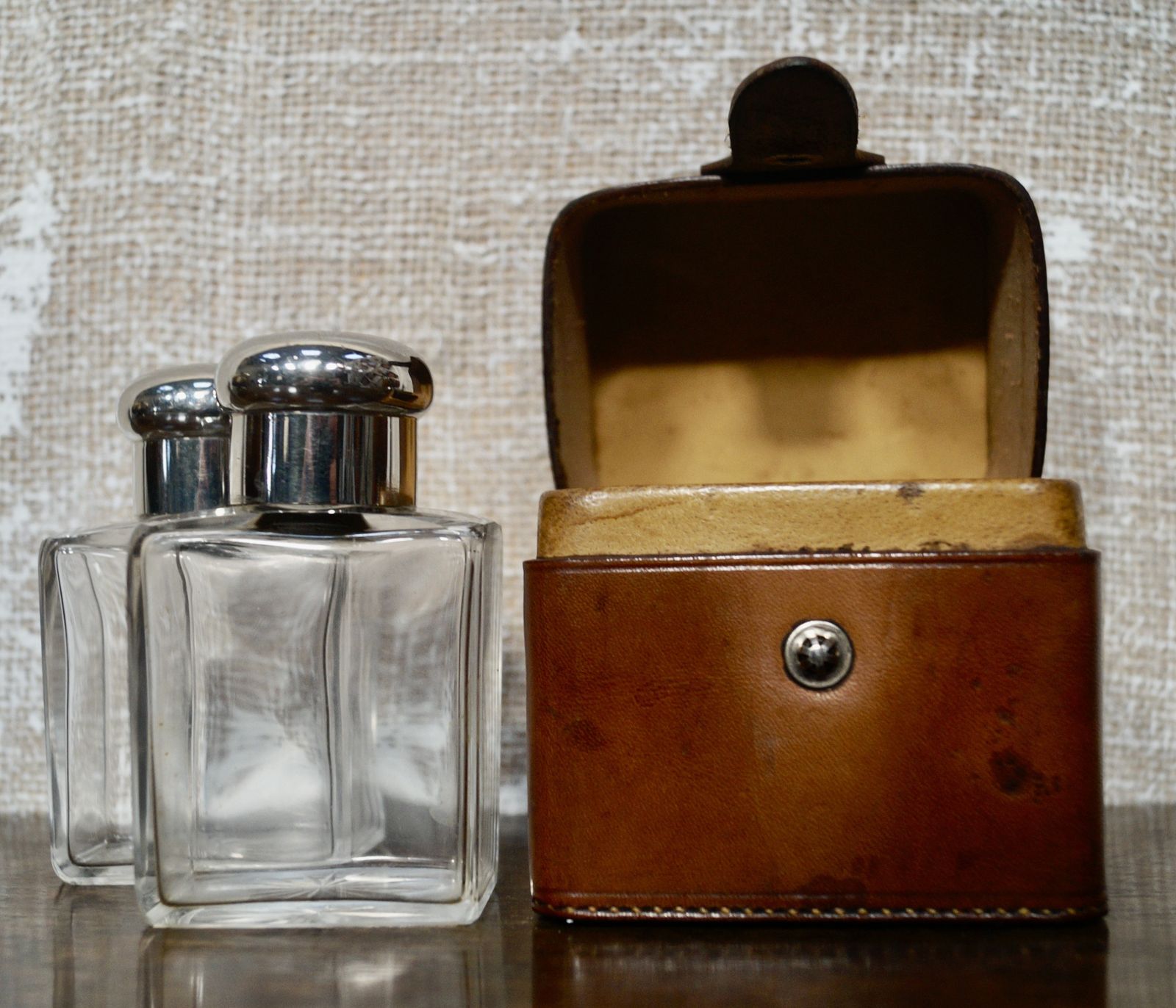 Antique Travel Cologne Bottle Case photo vintage