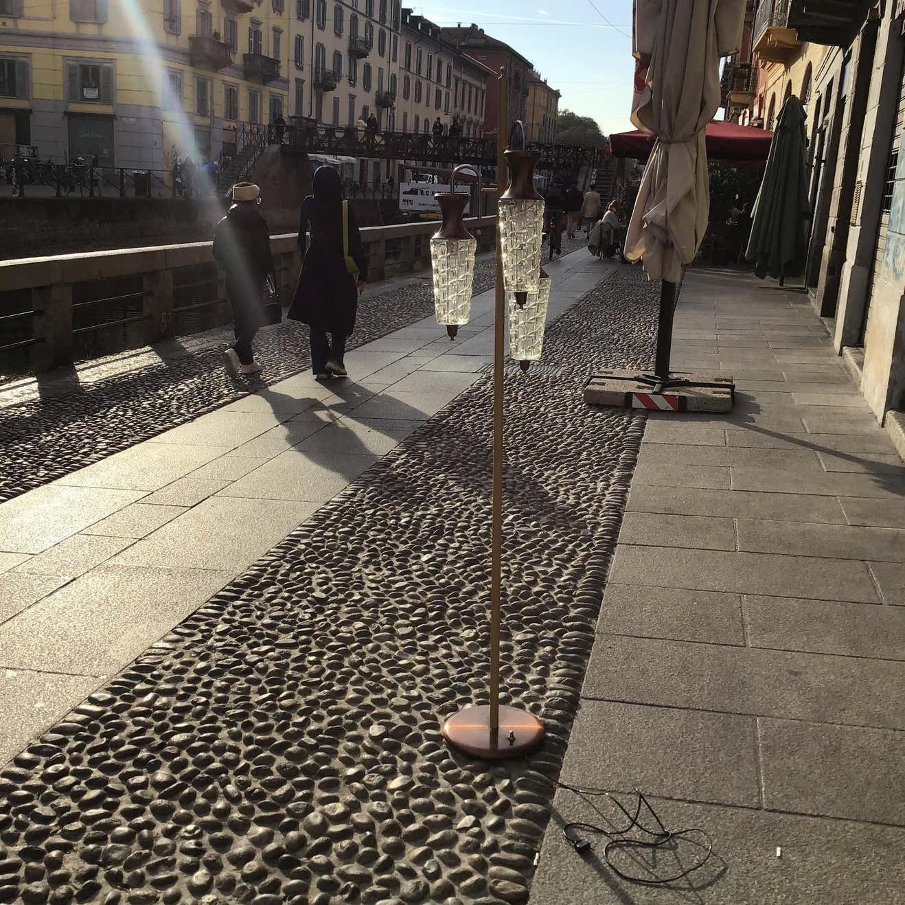Sciolari Floor Lamp Metal Crome Glass Metal 1955 Italy photo Lighting