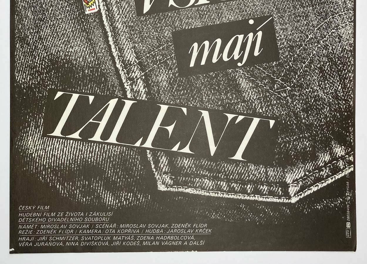 Original Film Poster, They All Have Talent, Milan Grygar, 1984, Genuine Czech Vintage Print photo for sale