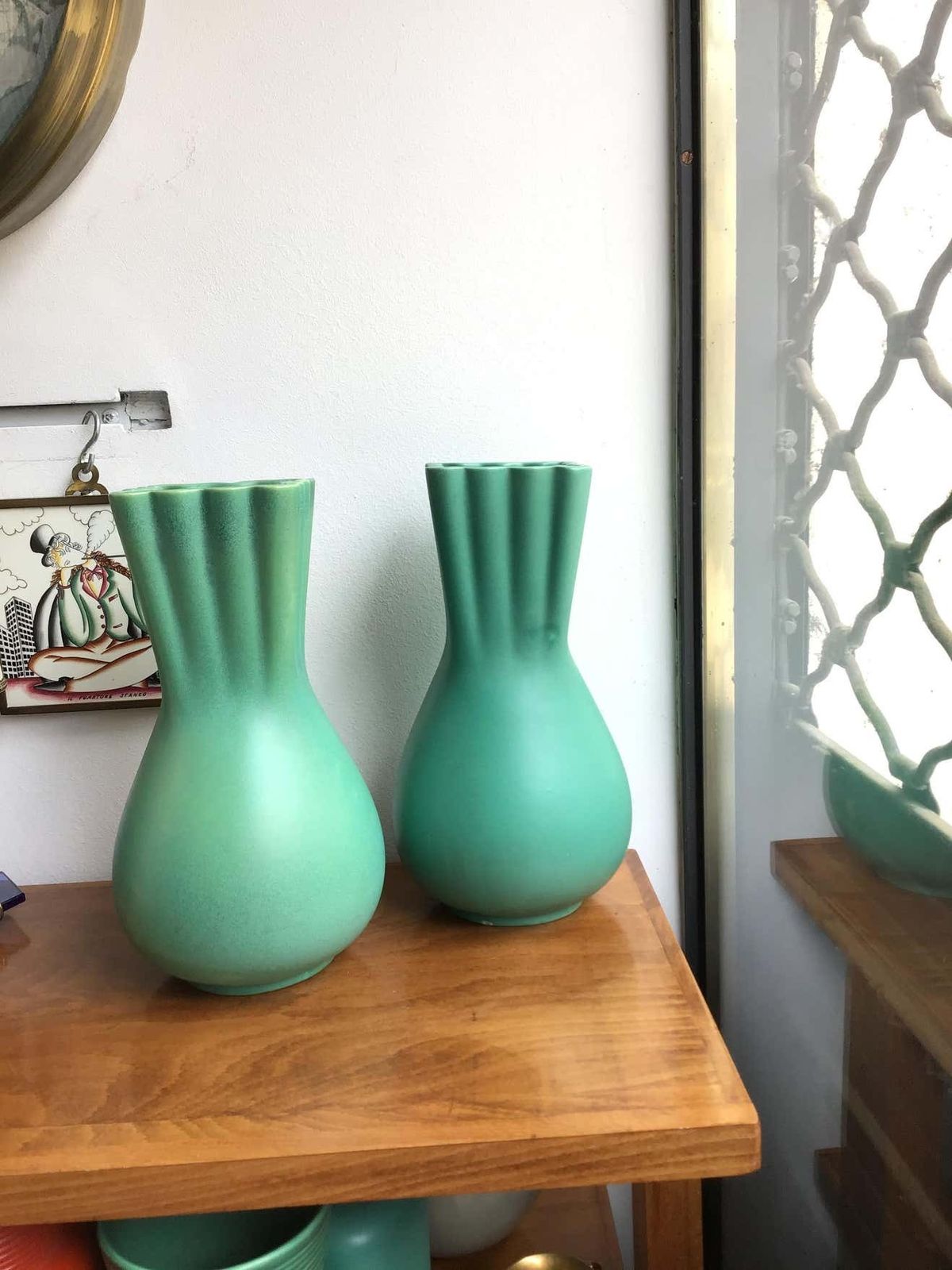 Richard Ginori Giovanni Gariboldi Green Vase Ceramic, 1950, Italy photo Home Decor