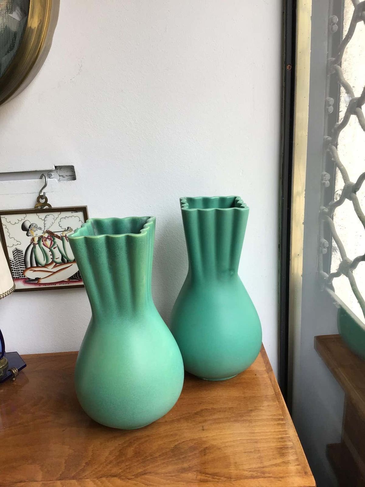 Home Decor Richard Ginori Giovanni Gariboldi Green Vase Ceramic, 1950, Italy photo