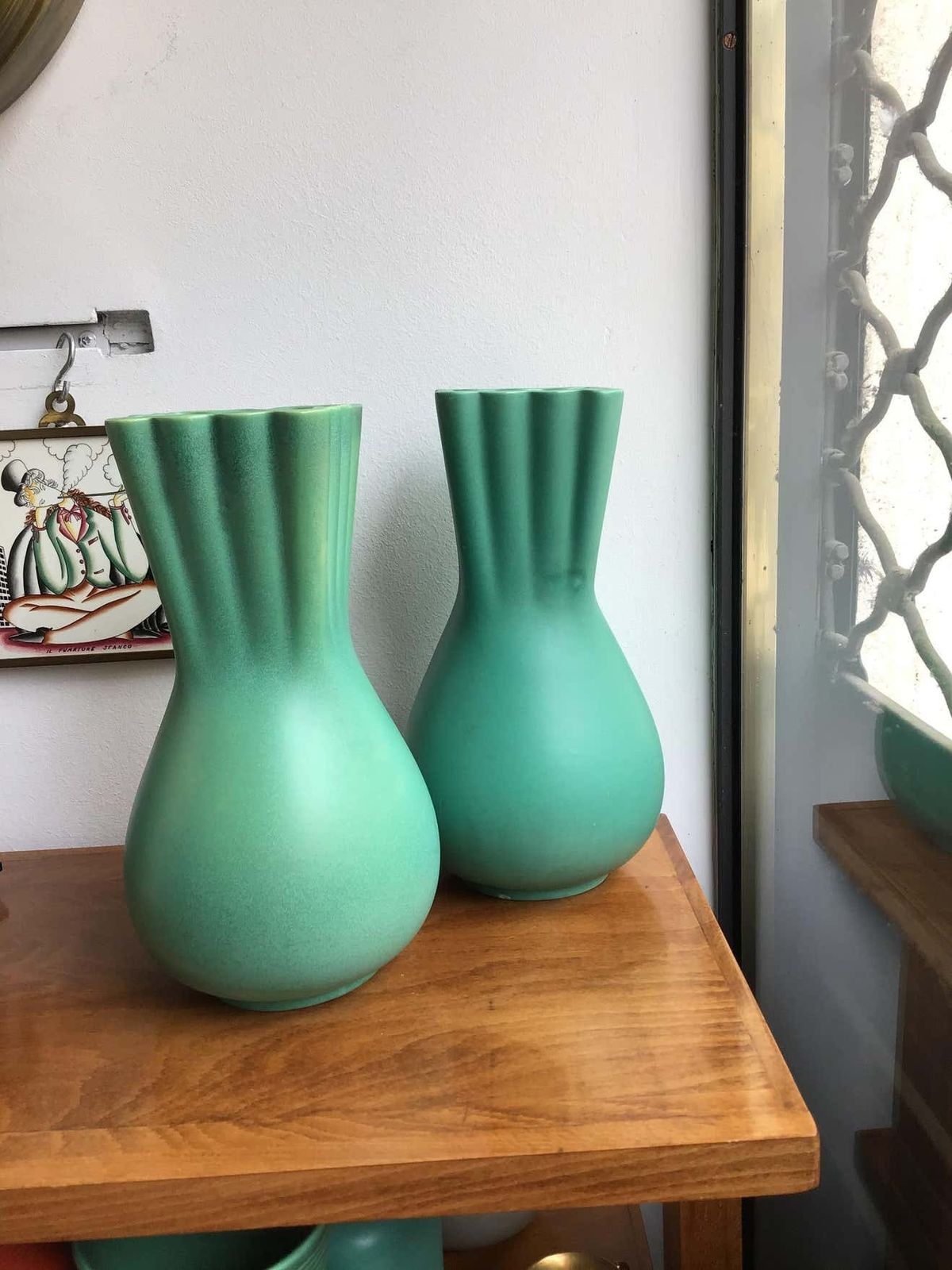 photo vintage Richard Ginori Giovanni Gariboldi Green Vase Ceramic, 1950, Italy