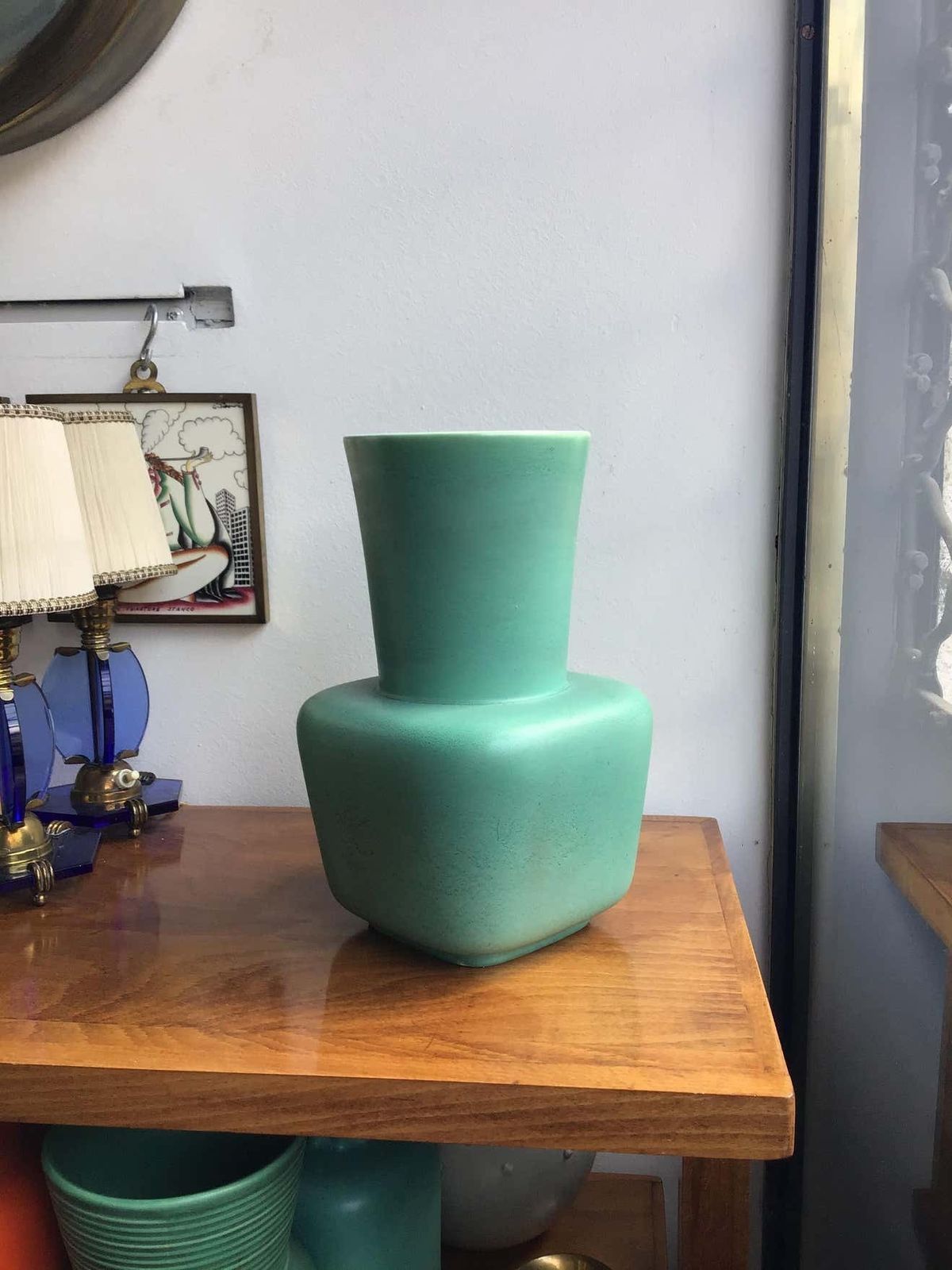 Richard Ginori Giovanni Gariboldi Vase Green Ceramic, 1950, Italy photo 1359.0