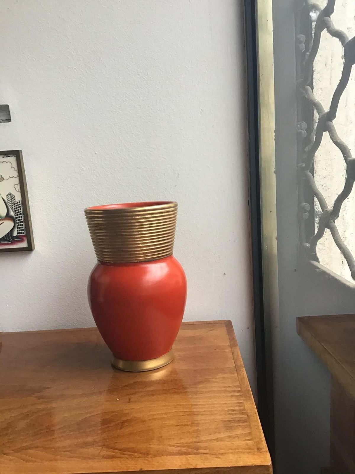 photo furniture Gio Ponti Richard Ginori Vase Ceramic Gold Red, 1940, Italy