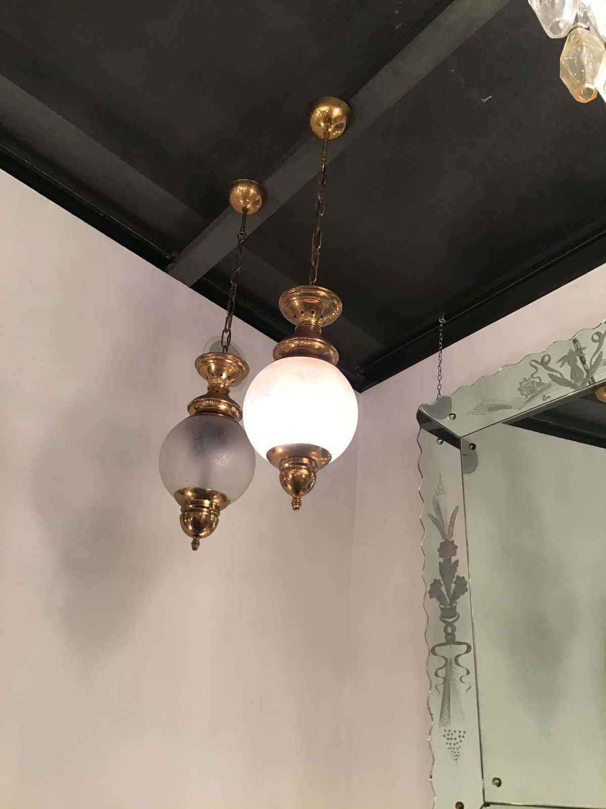 photo vinterior Azucena “Luigi Caccia Dominioni “Ls1 Chandeliers Brass Glass 1950 Italy