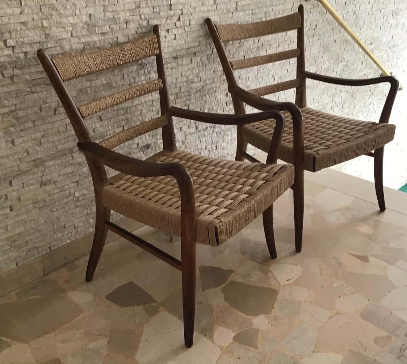 photo for sale Augusto Romano Armchair Wood Rope Stuffing 1940 Italy