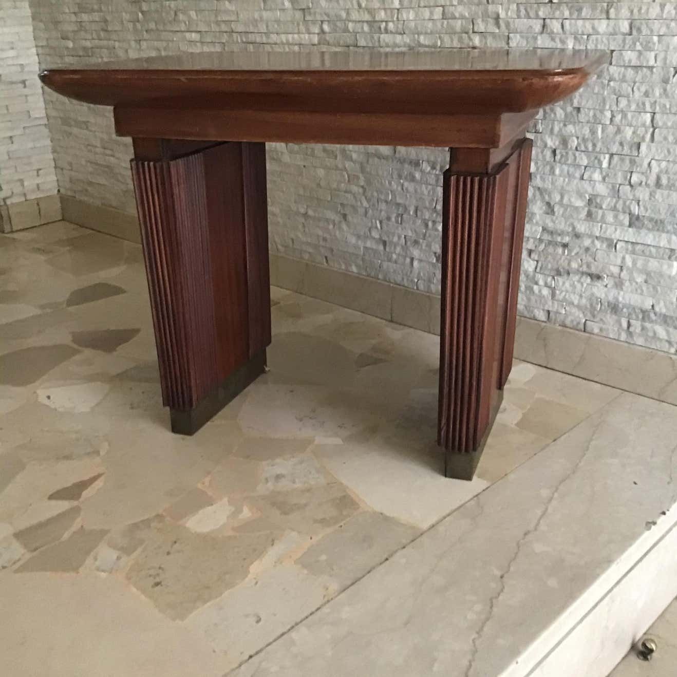 Osvaldo Borsani Coffee Table Brass Wood 1950 Italy photo Furniture