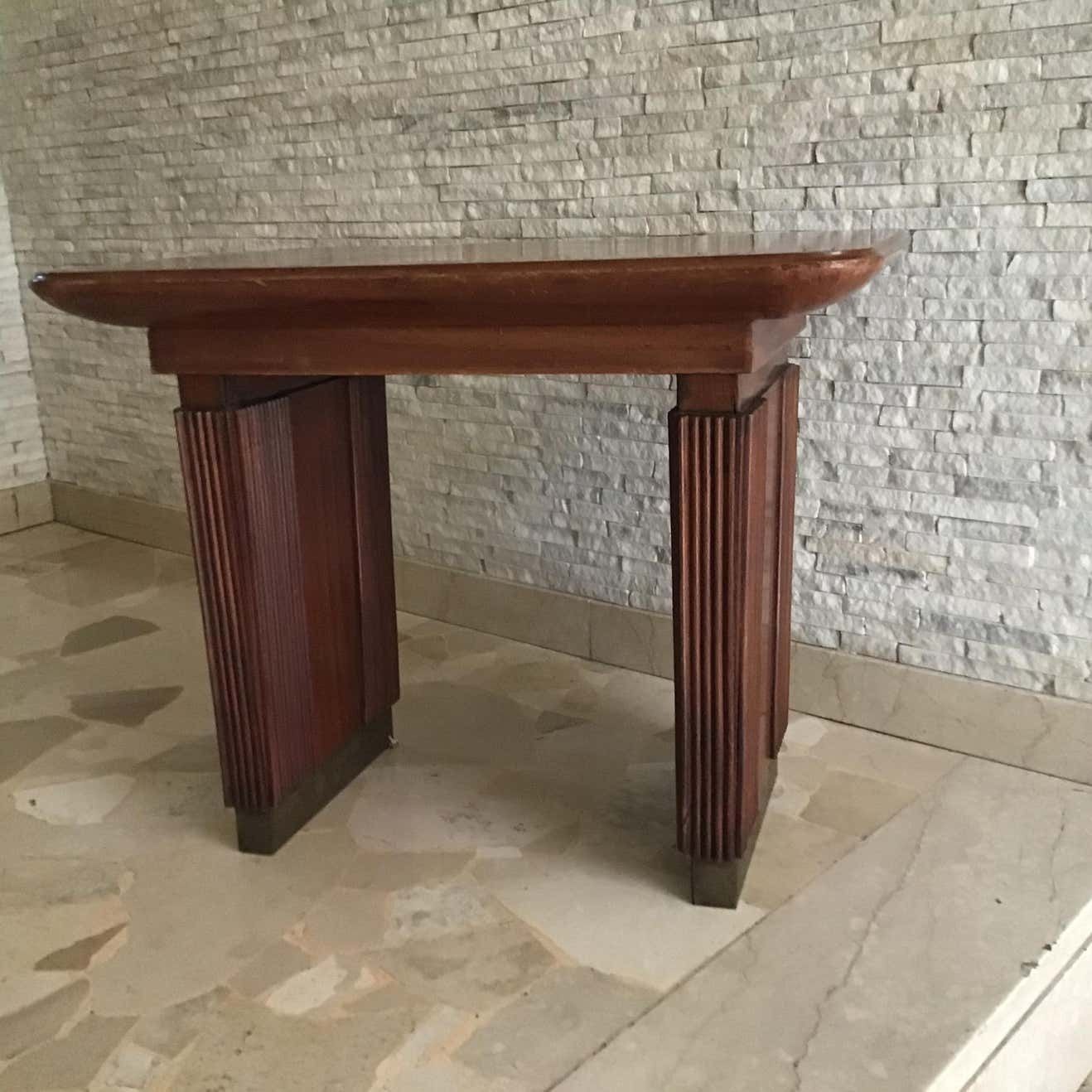 photo vinterior Osvaldo Borsani Coffee Table Brass Wood 1950 Italy