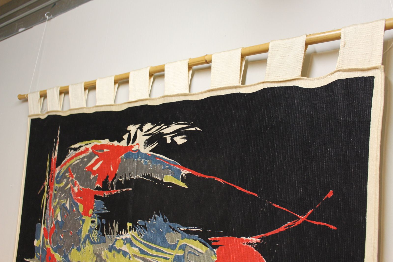 Amazing 1960’s Screen Print Fabric Wall Hanging Possibly Heals photo for sale