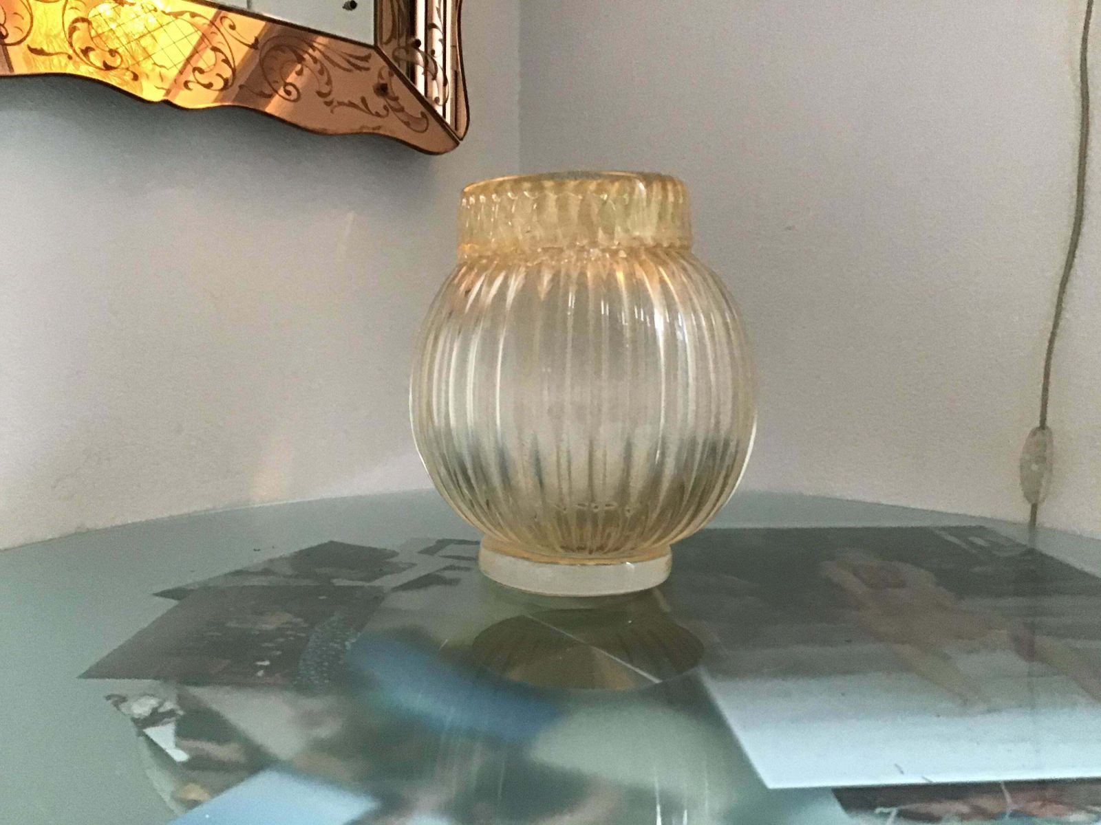 Seguso Vase Murano Glass With Gold Leaf 1955 Italy photo Home Decor