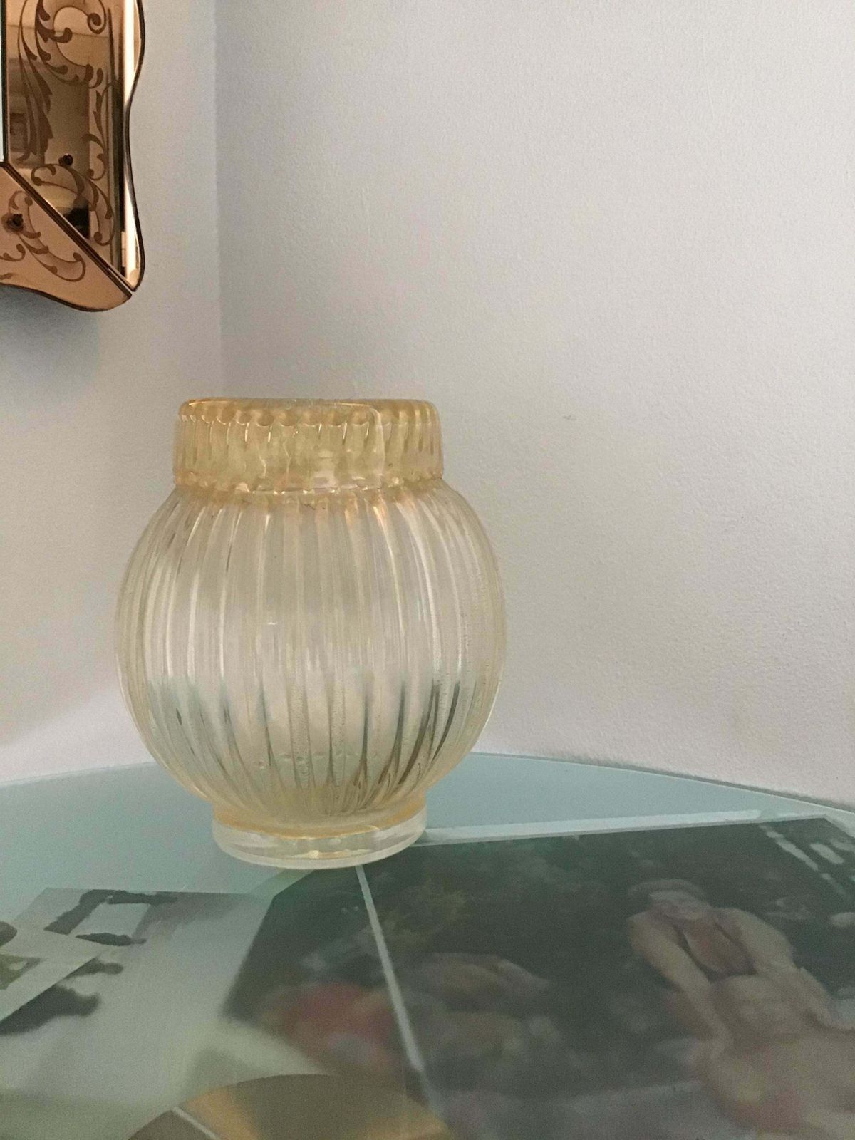 Seguso Vase Murano Glass With Gold Leaf 1955 Italy photo vintage